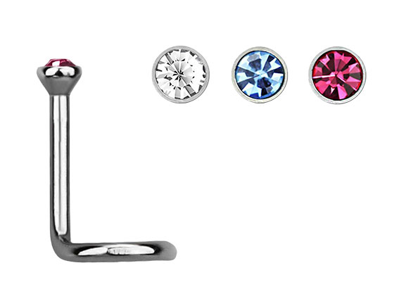 Nostril Warrior in Acciaio sterile misura 0.8 x 6.5 Sfera  Zircone Rosso